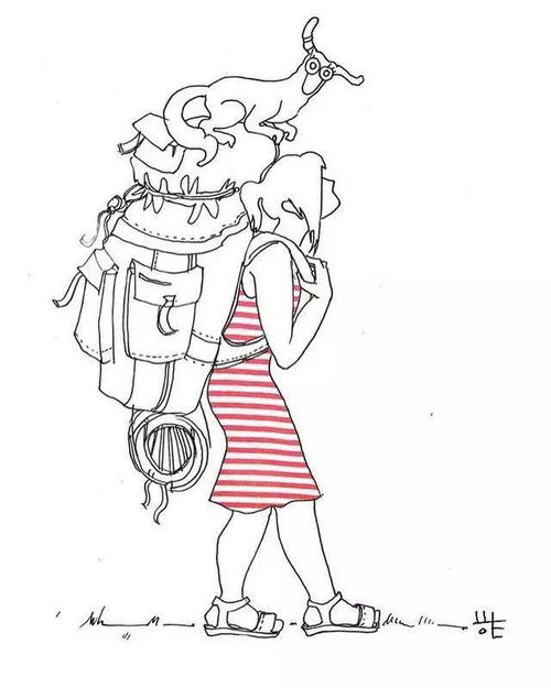 女孩手绘简笔插画像极了生活中的我们很有感触