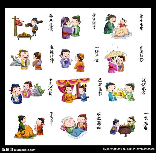 315诚信古代卡通png素材图片