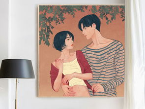 现代艺术韩国清新手绘日系浪漫唯美动漫情侣装饰画挂画12图片设计素材高清模板下载20.03mb小清新装饰画大全