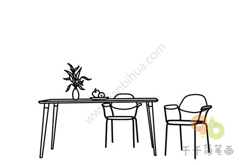 简约餐厅简笔画