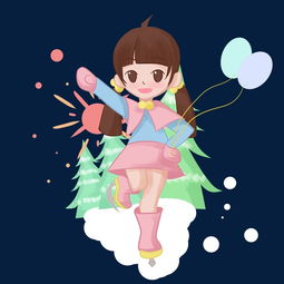 卡通手绘女孩滑冰插图图片素材其他格式下载动漫人物大全