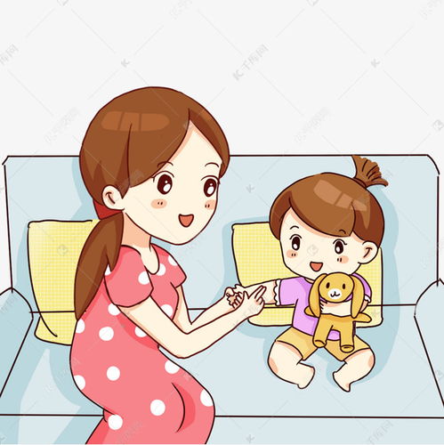 手绘卡通妈妈和女儿玩游戏素材图片免费下载千库网