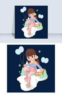 卡通手绘少女滑冰插画图片素材psb格式下载动漫人物大全