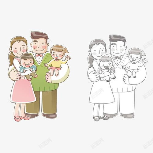 卡通手绘一家四口页面网页平面电商创意素材一家人素材