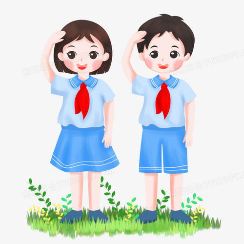 手绘卡通少先队员敬礼场景元素png图片素材下载手绘png熊猫办公