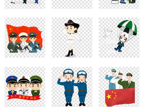卡通海军陆军空军军人战士士兵武警阅兵军事免扣素材图片模板下载65.71mb建党节丨建军节大全