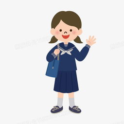 手绘卡通小人人物图案背着书包的女孩png图片素材免费下载png格式熊猫办公