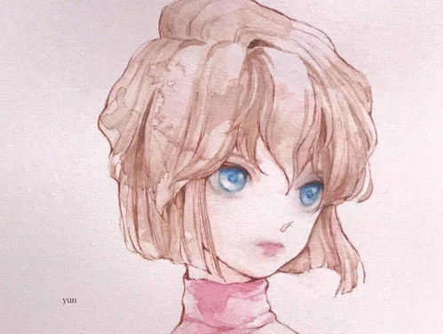 意境非常好的水彩动漫少女爱画亦爱人