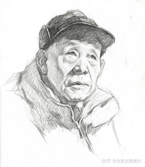 素描头像四分之三侧面男老年步骤示范解析
