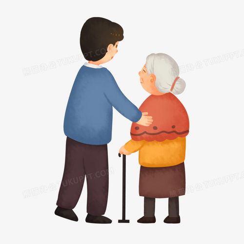 手绘卡通儿子陪伴老母亲免抠png图片素材免费下载手绘png35433543像素