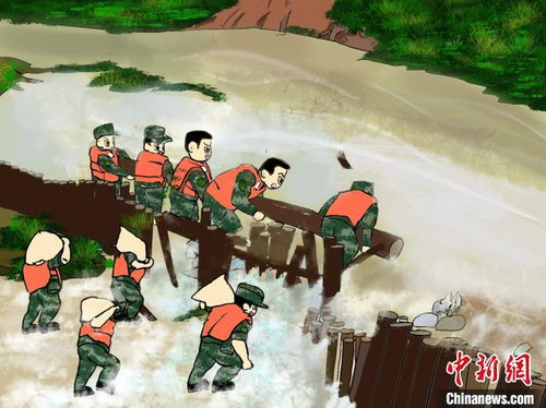 勇敢洪水救援活动武装警官姿描5