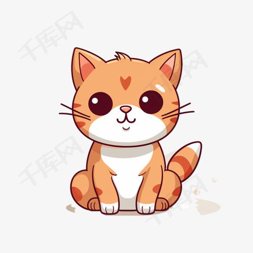 可爱的猫坐着卡通向量图标插图