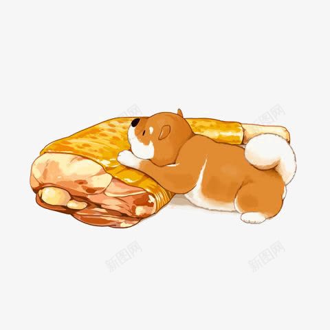 卡通柴犬平面电商创意素材海鲜美食素材