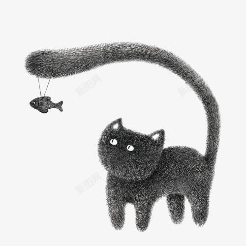 小鱼和小猫免抠png设计图片免费下载页面网页平面电商创意素材手绘鱼素材