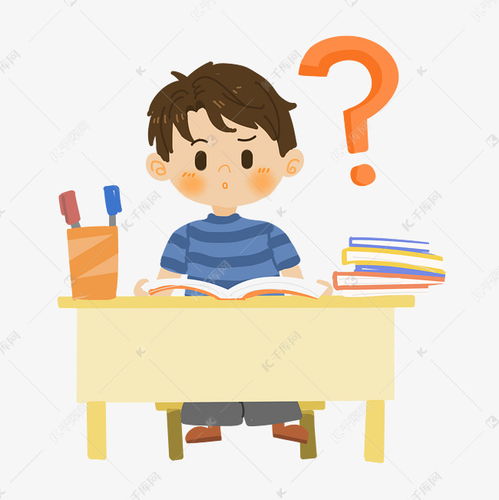 卡通男孩做题遇到难题png素材图片免费下载千库网