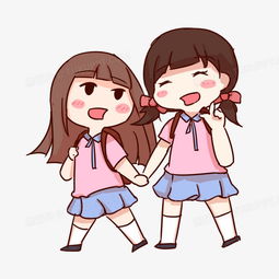 创意卡通动小女孩牵手上学元素png图片素材免费下载psd格式20002000像素熊猫办公