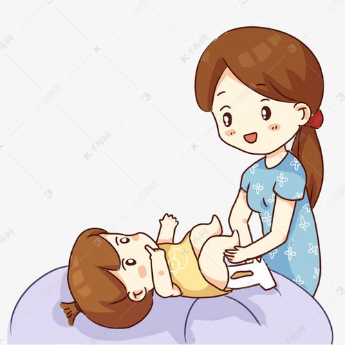 手绘卡通妈妈给宝宝换尿布素材图片免费下载千库网