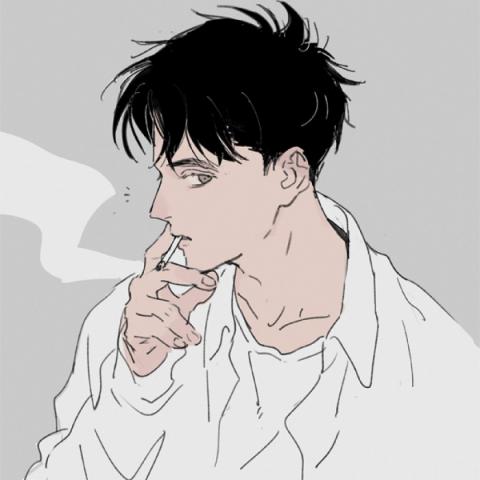 动漫男生头像抽烟系列
