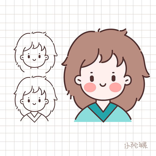 卡通女孩手账头像绘制过程