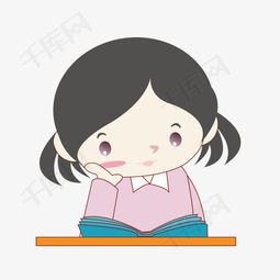 卡通萌娃女孩看书素材图片免费下载高清装饰图案psd千库网图片编号2940716