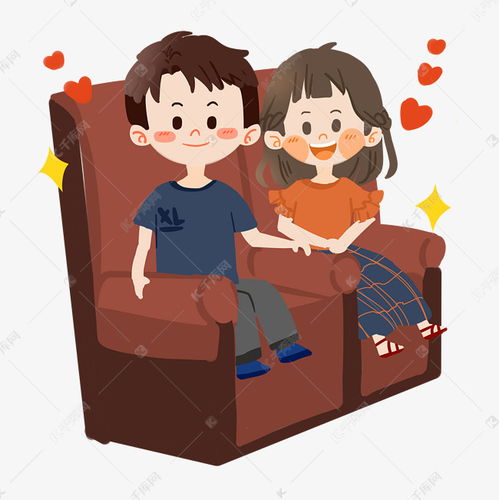 七夕卡通情侣一起看电影png素材图片免费下载千库网