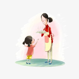 小女孩和母亲手绘插画图片素材其他格式下载动漫人物大全