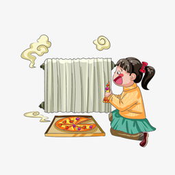 冬季取暖女生吃披萨手绘插画图片素材其他格式下载动漫人物大全