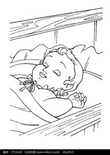 熟睡的婴儿卡通手绘填色线稿jpg图片免费下载编号3711618红动网