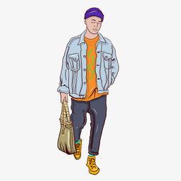 简约嘻哈风手绘插图psd源文件图片素材其他格式下载动漫人物大全