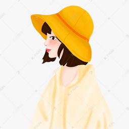 手绘简约戴帽子的女孩素材图片免费下载高清psd千库网图片编号11183370