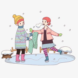 冬季大寒滑冰女孩插画图片素材其他格式下载动漫人物大全