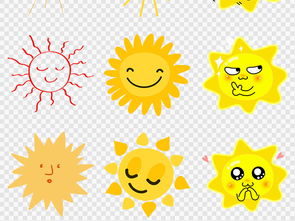卡通手绘线条可爱太阳表情笑脸海报素材背景图片png