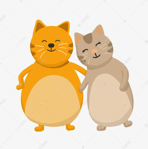 卡通情侣动物猫咪插画素材图片免费下载千库网