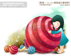 hanmaker韩国设计素材库背景卡通漫画可爱梦幻儿童孩子女孩童真棒棒糖图片素材psd分层格式下载其它大全