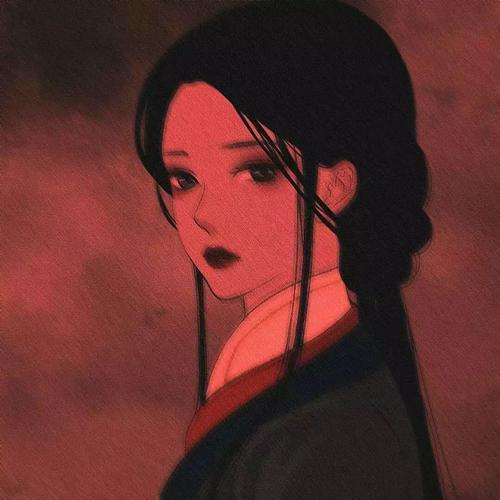 一组绝绝子的红色女生头像