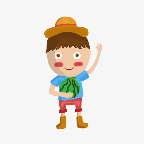 秋收抱西瓜的农夫卡通手绘插画图片素材其他格式下载动漫人物大全