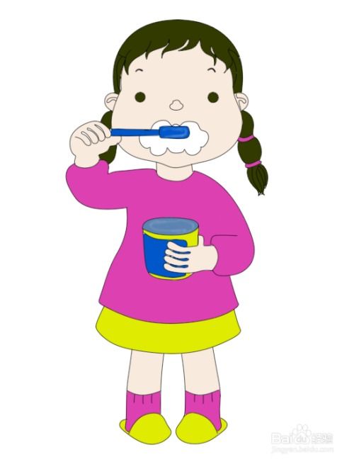 简笔画卡通版刷牙的小女孩画法