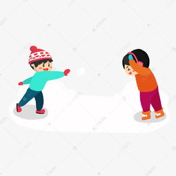 男孩雪地里打雪仗卡通素材图片免费下载千库网