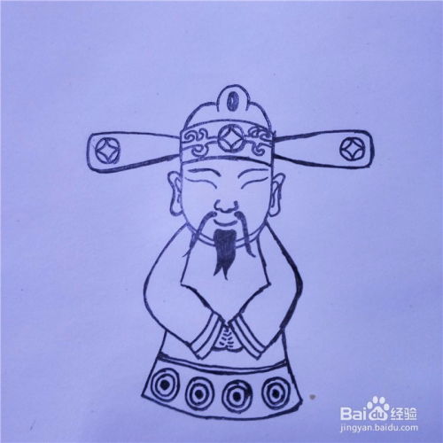 如何画财神爷的卡通简笔画