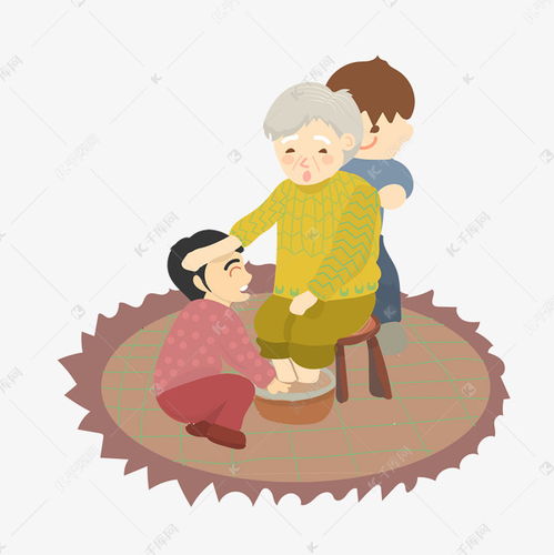社区服务手绘卡通风服侍老人素材图片免费下载千库网