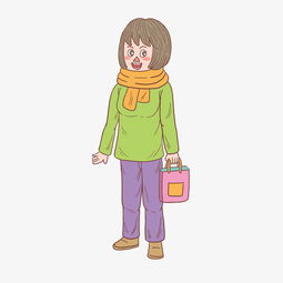 冬季冬日围脖女生卡通手绘图片素材其他格式下载动漫人物大全