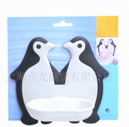 企鹅肥皂盒,卡通肥皂架,浴室动物挂钩
