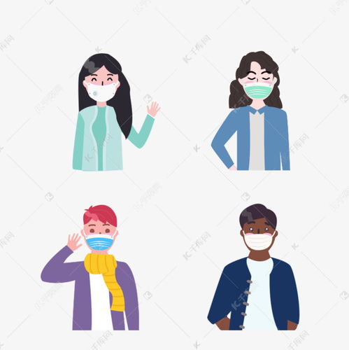 卡通手绘人群口罩生活插画素材图片免费下载千库网
