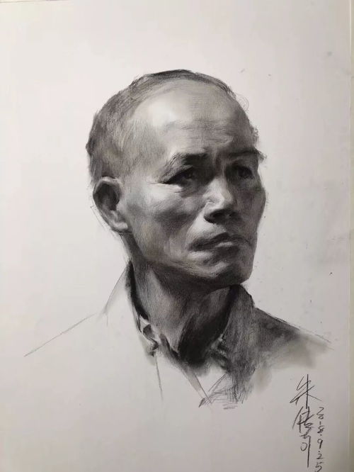 第三集朱传奇教你在男老年素描头像中把握暗部的虚实变化