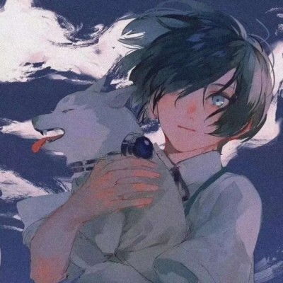 动漫男头蓝色治愈系我在等你