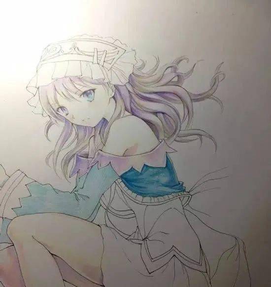 彩铅教程动漫美少女绘画过程