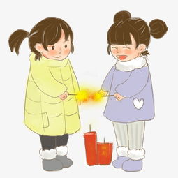 过大年卡通小女孩主题插画点炮仗图片素材其他格式下载动漫人物大全