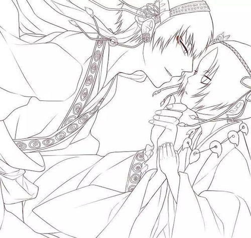 古风人物帅哥美男白描线稿