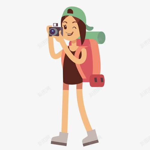 卡通拍照的旅行人物高清素材旅游免费下载页面网页平面电商创意素材png素材出游素材