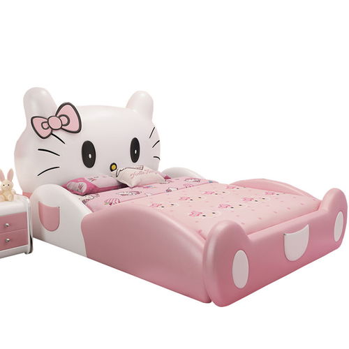 儿童床女孩卡通公主床带护栏1.2米1.5米粉红色hellokitty小床包邮